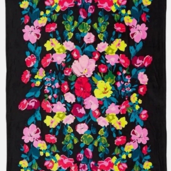 Vera Bradley Floral Throw Blanket - Pink, Yellow, Green on Black - Picture 3 of 3
